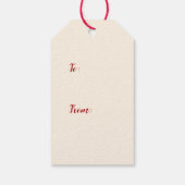 美しい赤い金ゴールドヴィンテージポインセティアスクリスマス ギフトタグ (裏面)