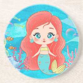 美しい赤い髪の遊人魚の下 コースター