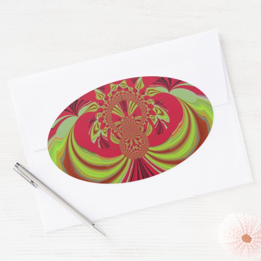 美しい赤い黄色のデザイン。インスピレーションベクトルco 楕円形シール (封筒)