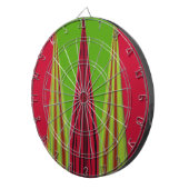 美しい赤い黄色の緑のフラクタルアートデザイン ダーツボード (正面右)