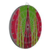 美しい赤い黄色の緑のフラクタルアートデザイン ダーツボード (正面左)