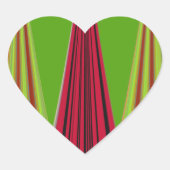 美しい赤い黄色の緑のフラクタルアートデザイン ハートシール (正面)