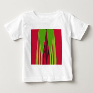 美しい赤い黄色の緑のフラクタルアートデザイン ベビーTシャツ