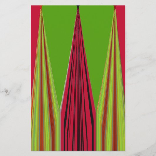 美しい赤い黄色の緑のフラクタルアートデザイン 便箋 (正面)