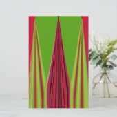 美しい赤い黄色の緑のフラクタルアートデザイン 便箋 (スタンド正面)