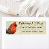 美しい赤い（鳥）ショウジョウコウカンチョウ個人用の宛名ラベル ラベル (インサイチュ)