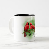 美しい赤い(鳥)ショウジョウコウカンチョウ/死別2トーンコーヒー ツートーンマグカップ (正面左)