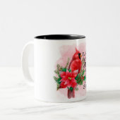 美しい赤い(鳥)ショウジョウコウカンチョウ/死別2トーンコーヒー ツートーンマグカップ (正面左)