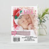 美しい赤ちゃんの女の子の雑誌の表紙 招待状 (スタンド正面)