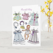 美しい赤ちゃんの誕生日ペーパードールグリーティングカード カード (黄色い花)