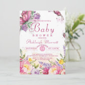 美しい赤ちゃんシャワー蝶の水色 招待状 (スタンド正面)