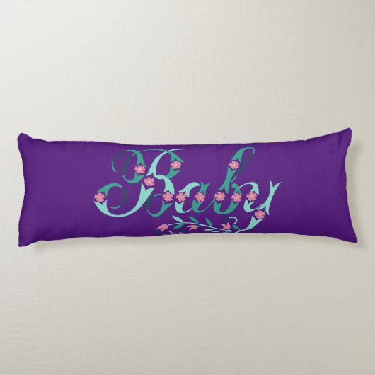 美しい赤ちゃん青パープルピンクの花の寝具 ボディピロー (裏面)