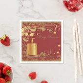 美しい赤とゴールデンクリスマス紙ナプキンス スタンダードカクテルナプキン (インサイチュ)