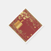 美しい赤とゴールデンクリスマス紙ナプキンス スタンダードカクテルナプキン (角)