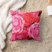 美しい赤とピンクのバラ クッション (ブランケット)