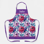 美しい赤とピンクの牡丹 エプロン (正面)