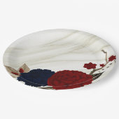 美しい赤と海軍の花ボタニカル ペーパープレート (アングル)