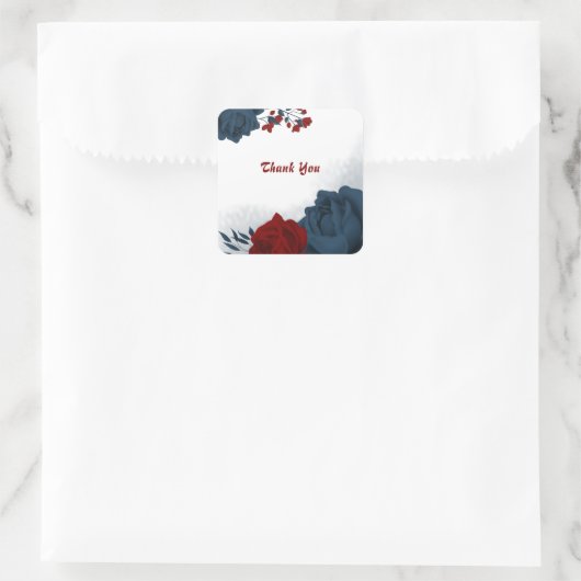 美しい赤と海軍の花 スクエアシール (バッグ)