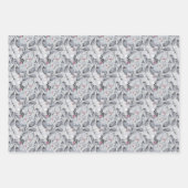 美しい赤と灰色のクリスマスデザインオングレー ラッピングペーパーシート (正面2)