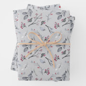 美しい赤と灰色のクリスマスデザインオングレー ラッピングペーパーシート (インサイチュ)