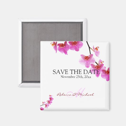 美しい赤と熱いピンクの蘭の日を保存 マグネット (正面/裏面)