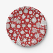 美しい赤と白のクリスマスパーティー ペーパープレート (正面)