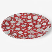 美しい赤と白のクリスマスパーティー ペーパープレート (アングル)