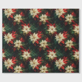 美しい赤と白のポインセチア ラッピングペーパー (フラット)