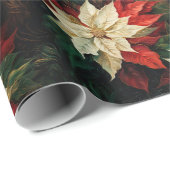 美しい赤と白のポインセチア ラッピングペーパー (ロールコーナー)