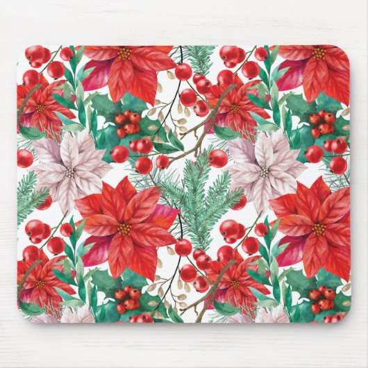 美しい赤と白クリスマス マウスパッド (正面)