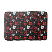 美しい赤と白バラ黒い背景 バスマット (正面)