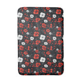 美しい赤と白バラ黒い背景 バスマット (正面縦)