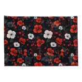 美しい赤と白バラ黒い背景 枕カバー (裏面-右)