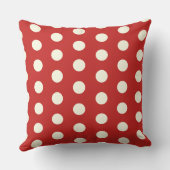 美しい赤と白母水玉模様 クッション (裏面)