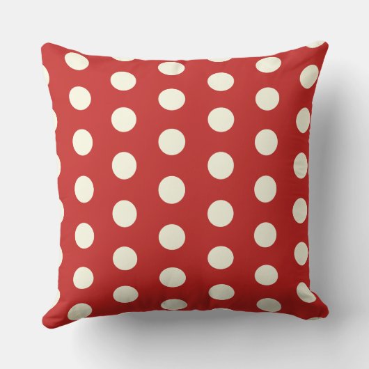 美しい赤と白母水玉模様 クッション (裏面)