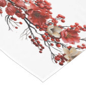 美しい赤と白花枝クリスマス ショートテーブルランナー (コーナー)