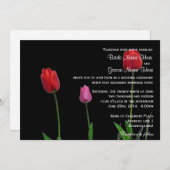 美しい赤と紫のチューリップ結婚の花 招待状 (正面/裏面)