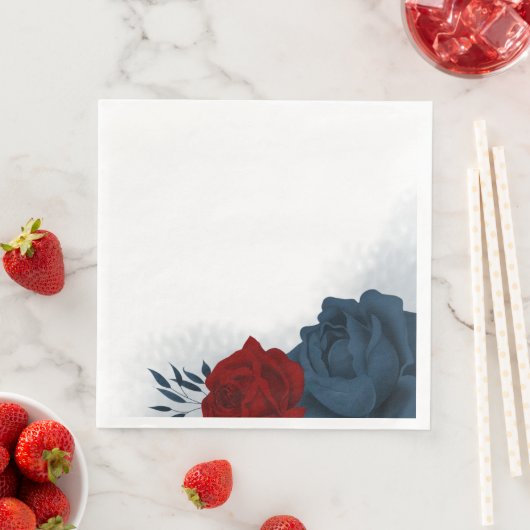 美しい赤と紺の花の植物画 (インサイチュ)
