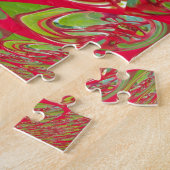 美しい赤と緑のテクスチャカラー抽象芸術アート ジグソーパズル (側面)