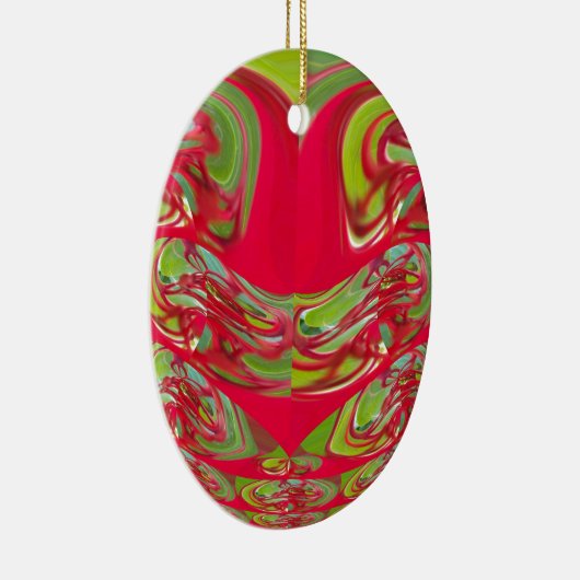 美しい赤と緑のテクスチャカラー抽象芸術アート セラミックオーナメント (右)