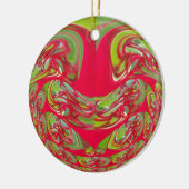 美しい赤と緑のテクスチャカラー抽象芸術アート セラミックオーナメント (左)