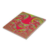 美しい赤と緑のテクスチャカラー抽象芸術アート タイル (側面)