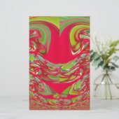 美しい赤と緑のテクスチャカラー抽象芸術アート 便箋 (スタンド正面)