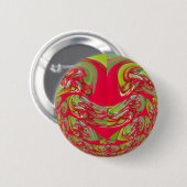 美しい赤と緑のテクスチャカラー抽象芸術アート 缶バッジ (正面&裏面)