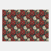 美しい赤と緑のポインセチア ラッピングペーパーシート (正面3)
