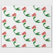 美しい赤と緑の人魚のホリデー・クリスマス ラッピングペーパー (フラット)