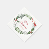 美しい赤と緑の水の色クリスマスリース スタンダードカクテルナプキン (角)