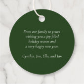 美しい赤と緑の水の色クリスマスリース フェイバータグ (裏面)