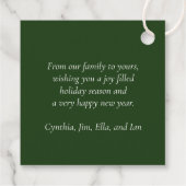 美しい赤と緑の水の色クリスマスリース フェイバータグ (裏面)