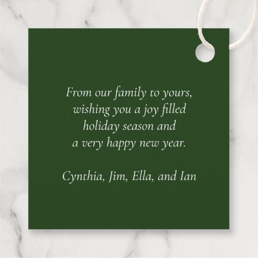 美しい赤と緑の水の色クリスマスリース フェイバータグ (裏面)